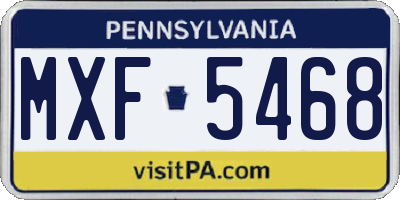 PA license plate MXF5468