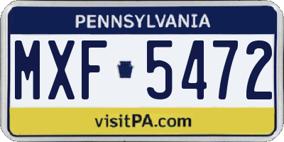 PA license plate MXF5472