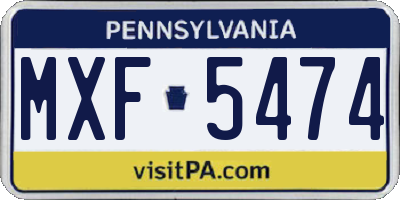 PA license plate MXF5474