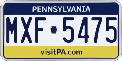 PA license plate MXF5475
