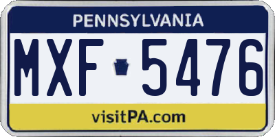 PA license plate MXF5476