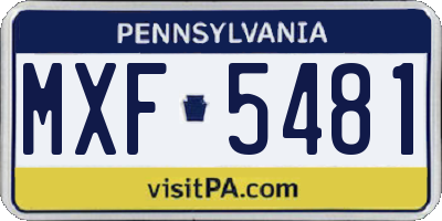 PA license plate MXF5481