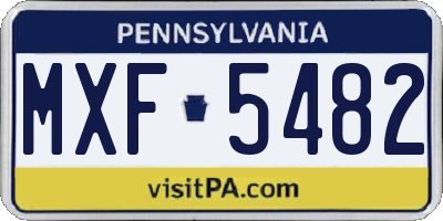 PA license plate MXF5482