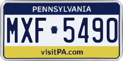 PA license plate MXF5490