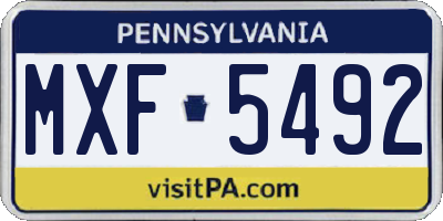PA license plate MXF5492