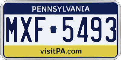 PA license plate MXF5493