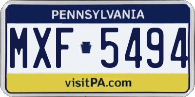 PA license plate MXF5494