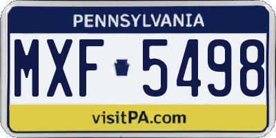 PA license plate MXF5498