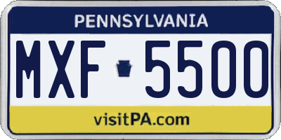 PA license plate MXF5500