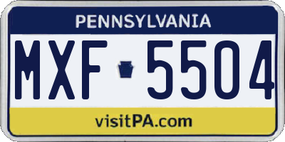 PA license plate MXF5504