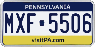 PA license plate MXF5506