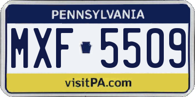 PA license plate MXF5509