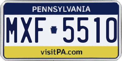 PA license plate MXF5510