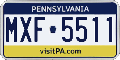 PA license plate MXF5511