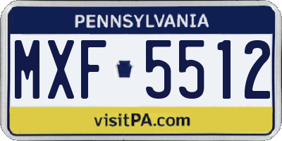 PA license plate MXF5512