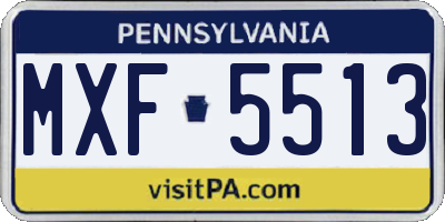 PA license plate MXF5513