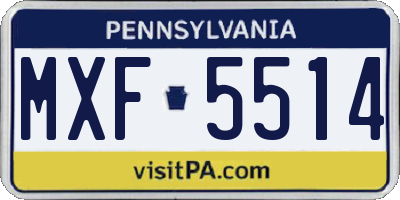 PA license plate MXF5514