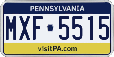 PA license plate MXF5515