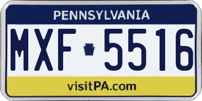 PA license plate MXF5516
