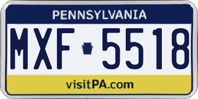 PA license plate MXF5518