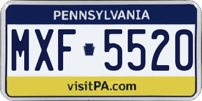 PA license plate MXF5520