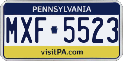PA license plate MXF5523