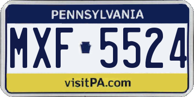 PA license plate MXF5524