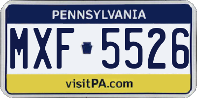 PA license plate MXF5526