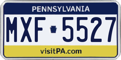 PA license plate MXF5527