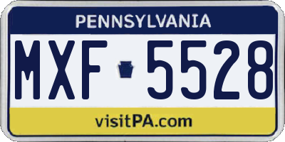 PA license plate MXF5528