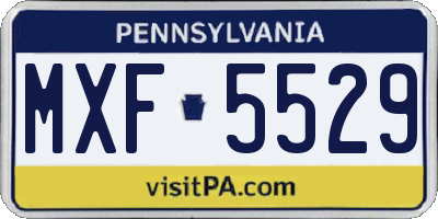 PA license plate MXF5529