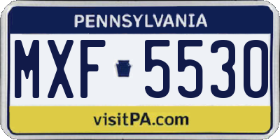 PA license plate MXF5530