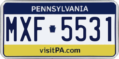PA license plate MXF5531
