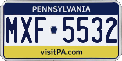 PA license plate MXF5532