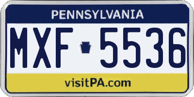 PA license plate MXF5536