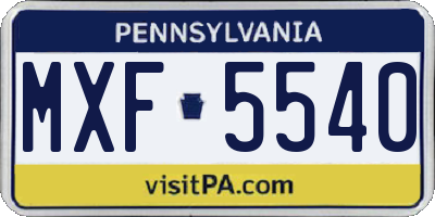 PA license plate MXF5540