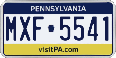PA license plate MXF5541