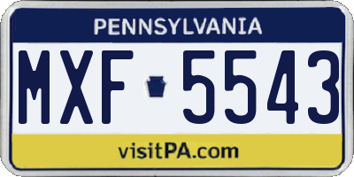 PA license plate MXF5543