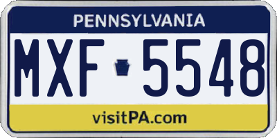 PA license plate MXF5548