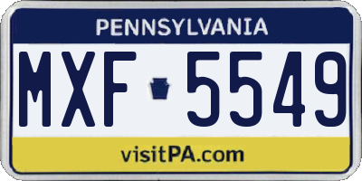 PA license plate MXF5549