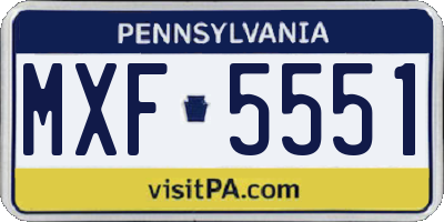 PA license plate MXF5551