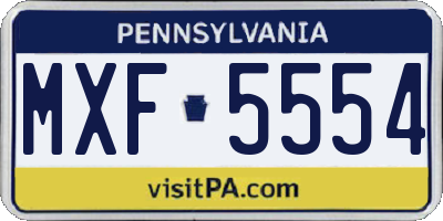 PA license plate MXF5554