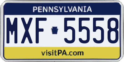 PA license plate MXF5558