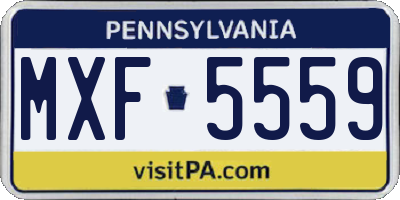 PA license plate MXF5559