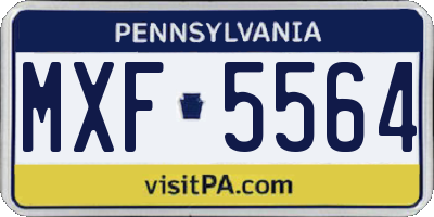 PA license plate MXF5564