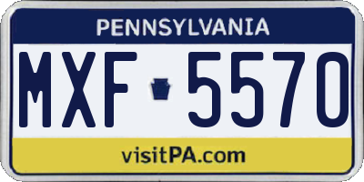 PA license plate MXF5570