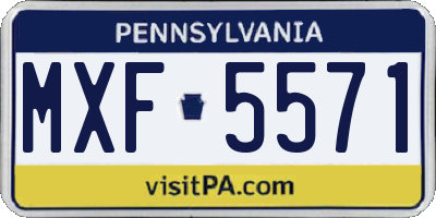 PA license plate MXF5571