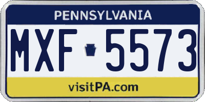 PA license plate MXF5573