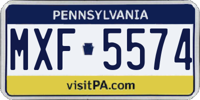 PA license plate MXF5574