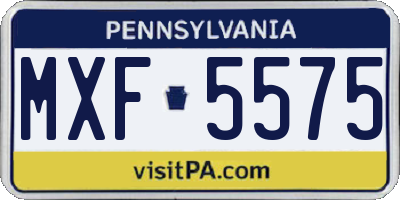 PA license plate MXF5575